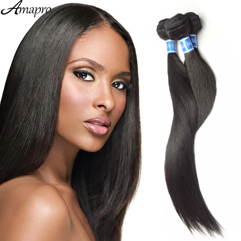 Amapro hair products brazilian straight remy hair extensions cheap