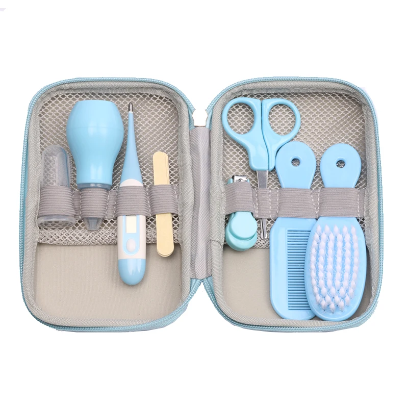 Conjunto de Cuidados de Saúde Termômetro do Bebê Neonatais com Tampa 8 Peças Crianças Kit Manicure Nail Clippers Grooming Pente Esmeril Escova Cuidados 2 Kits de cuidados pessoais e c/ a saúde