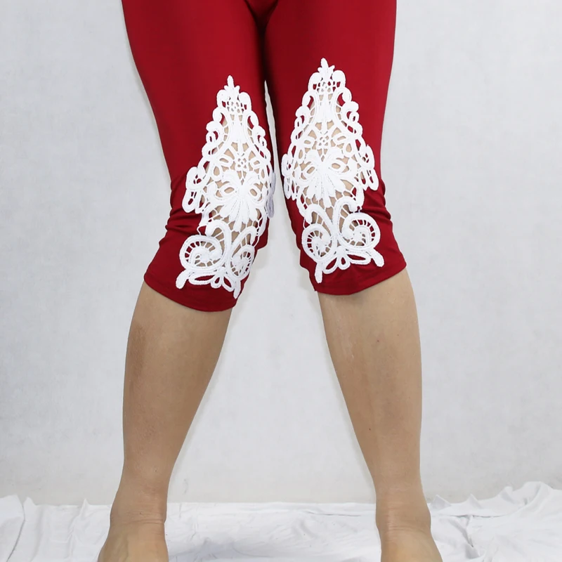 Cotton Leggings XS-7XL Plus Size Leggings Lace Decoration Women's Jeggings Plus Size 7XL 6XL 5XL 4XL 3XL White Black Purple Pink leggins