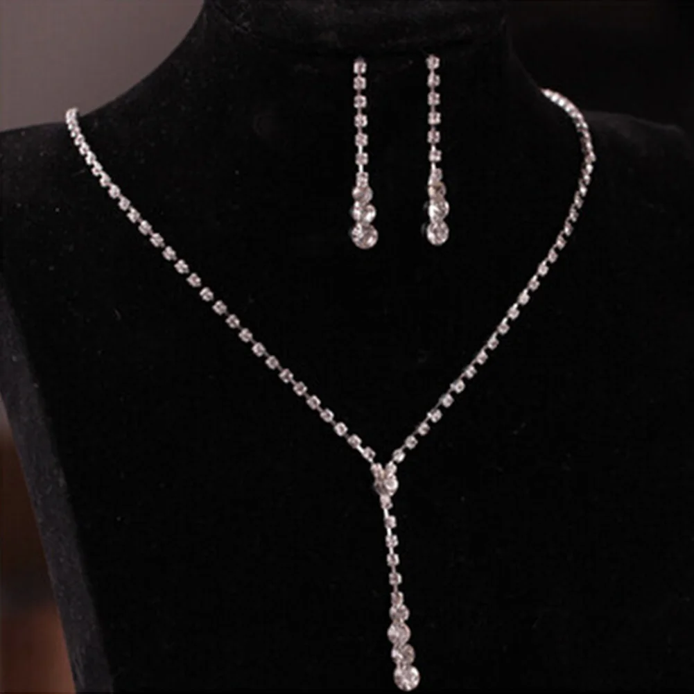 Женский комплект ювелирных изделий ожерелье+ серьги женский модный свадебный кристалл, Стразы ожерелье conjunto feminino