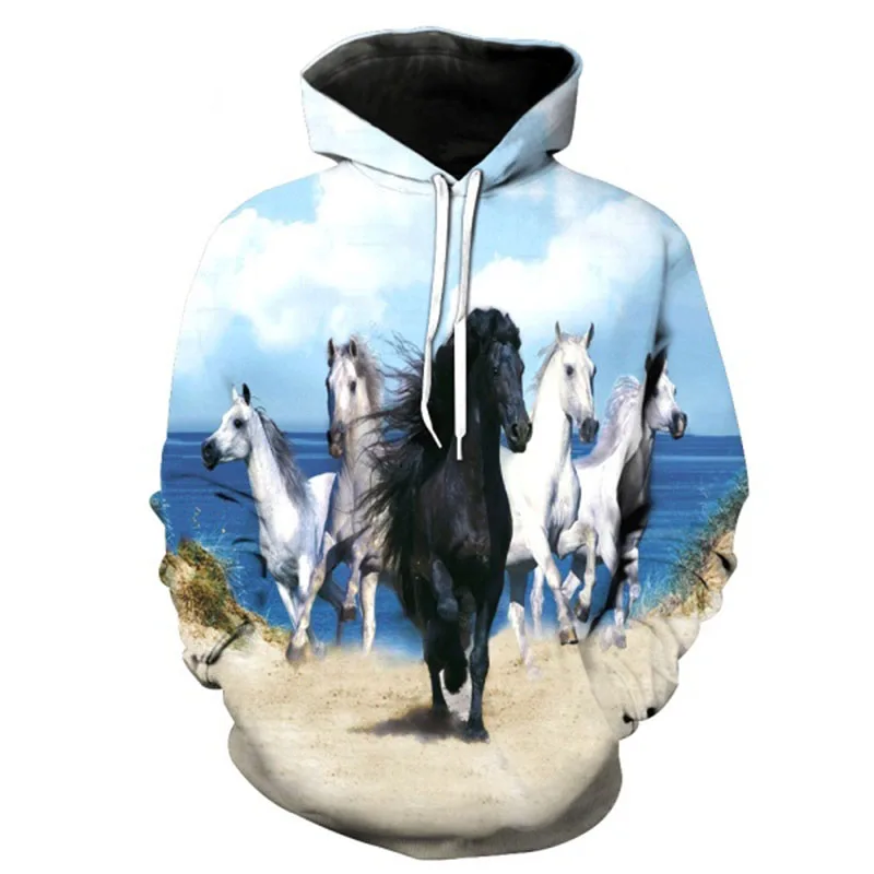 

Animal Horse Hoodies 3D Printed Hoodies Men / Women Personality Print Hooded Unisex Cool Paint Sweatshirt 3XS-5XL