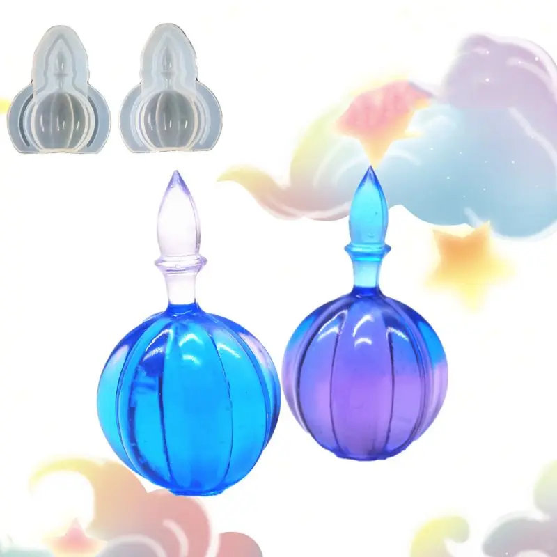 

ANGELADY 2Pcs/Set Silicone Mold Glass Bottle Molds Perfume Bottle DIY Jewelry Handmade Epoxy Resin Craft Hollow Mirror Container