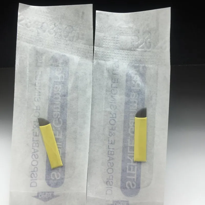 

Disposable yellow wrapping embroidery eyebrow blade needles 21