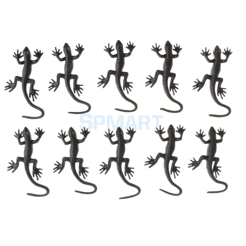 10x Rubber Animal Gecko Model Educational Toy Party Bag Fillers Halloween Prop Children Kids Toys Home Decor Gray