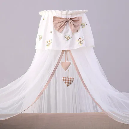US $124.32 Luxury Baby Bed Mosquito Net Round Dome Crib Mosquito Netting With Hanging Toys Princess Style Embroidery Baby Bed Canopy 5color