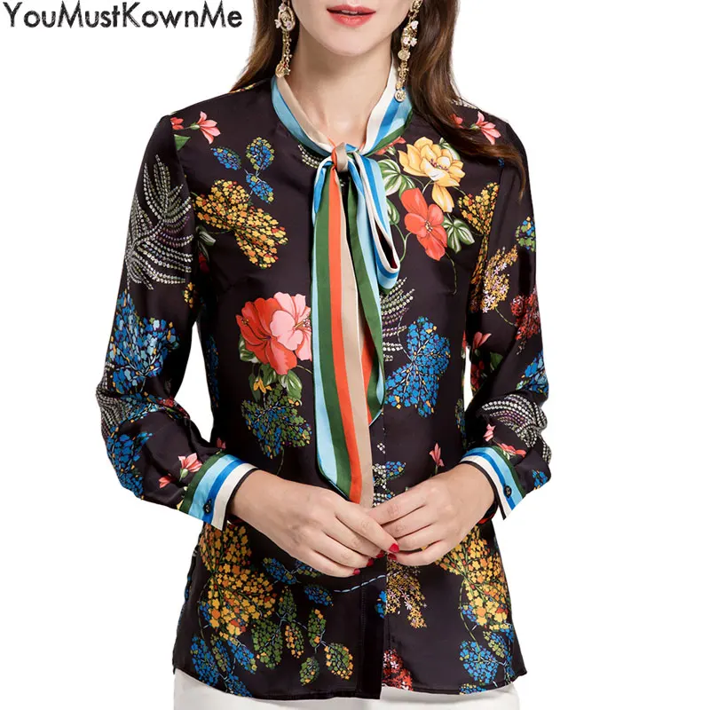 

YouMustKnowMe 2018 fashion women shirts long sleeve floral printed black shirts plus size XXXL women blouses tops feminine shirt