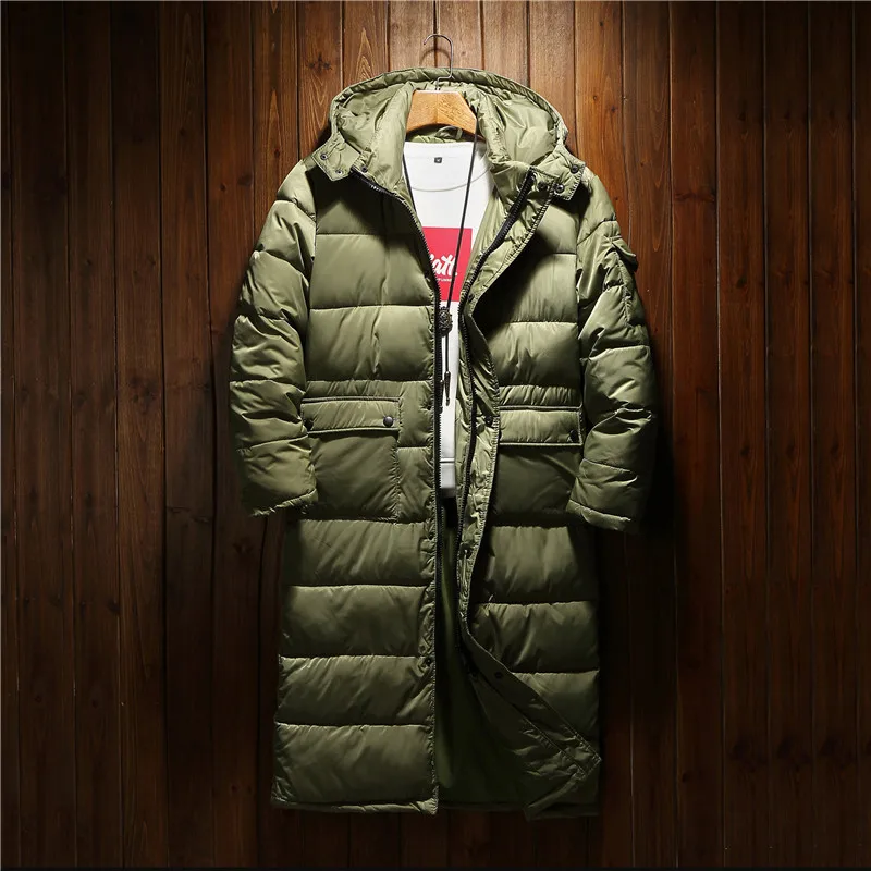 Winter Jacket Men Casual Male Thicken Wadded Extra Long Overcoat Warm