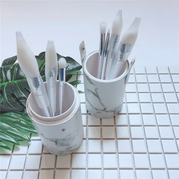 

AiceBeu Portable Travel PU Marbling Makeup Brushes Holder Marble Cylinder Bag Brush Storage Box Cosmetic brush Organizer 3 Sizes