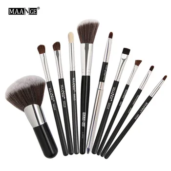 

10pcs Cosmetic Makeup Brushes Set Power Eyeshadow Blush Brow Liner Lip Concealer Angle Top Make Up Brush Beauty Tool Kit