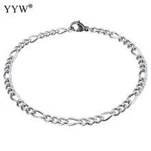 YYW Модный женский мужской унисекс браслет панк-рок 19 см длина твист овальная цепочка серебряный цвет браслеты из нержавеющей стали браслеты