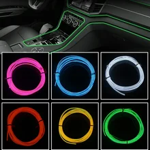 Éclairage intérieur de voiture 1M 2M 3M 5M Auto LED bande guirlande EL câble câble Tube ligne flexible néon lumière avec 12V Cigarette Drive US(China)