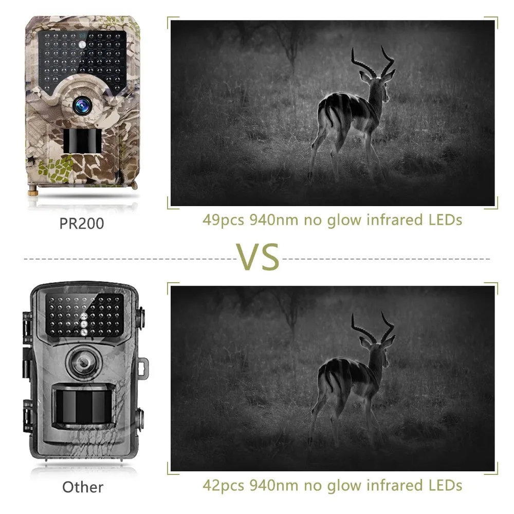 Trail Camera HD Hunting Camera 1080P 49pcs IR Wildlife Motion Activated Night Vision Trail Camera Video Recorder Photo-traps (10)