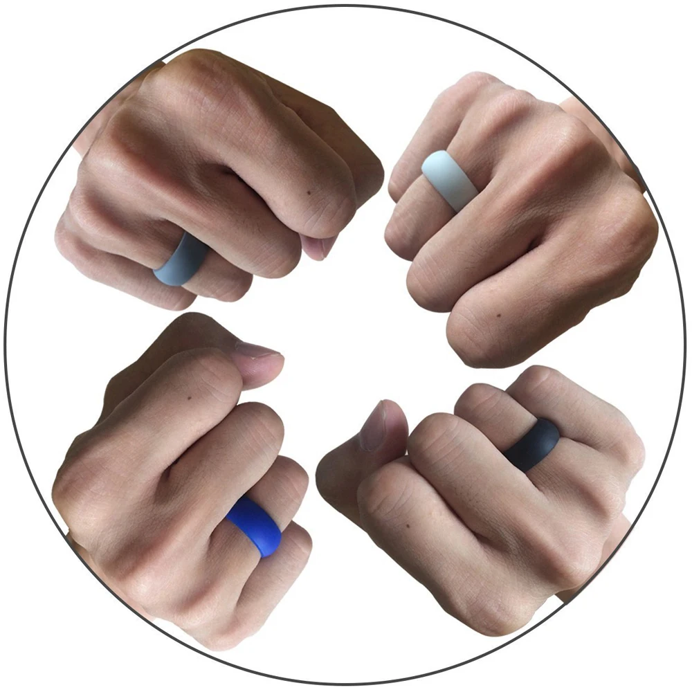 4 шт./компл. 6-12 размер пищевой силикон FDA кольцо 8 мм Гипоаллергенное для кроссфита гибкие резиновые пальцевые кольца для мужчин и женщин свадебные