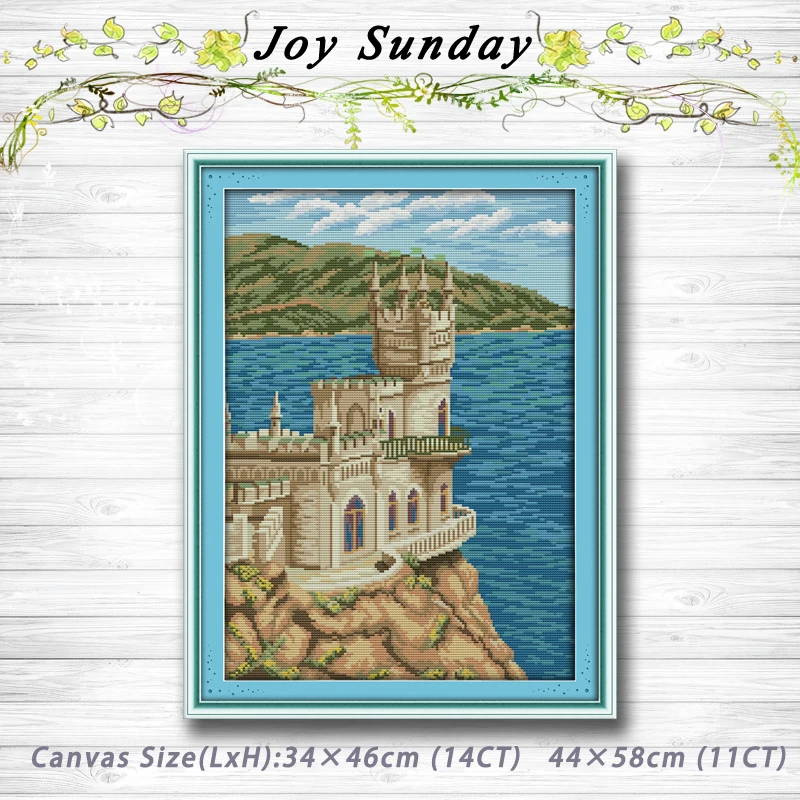 

The seaside church Sea scenery painting 14CT 11CT counted cross stitch kits embroidery set Needlework Set chinese cross stitch
