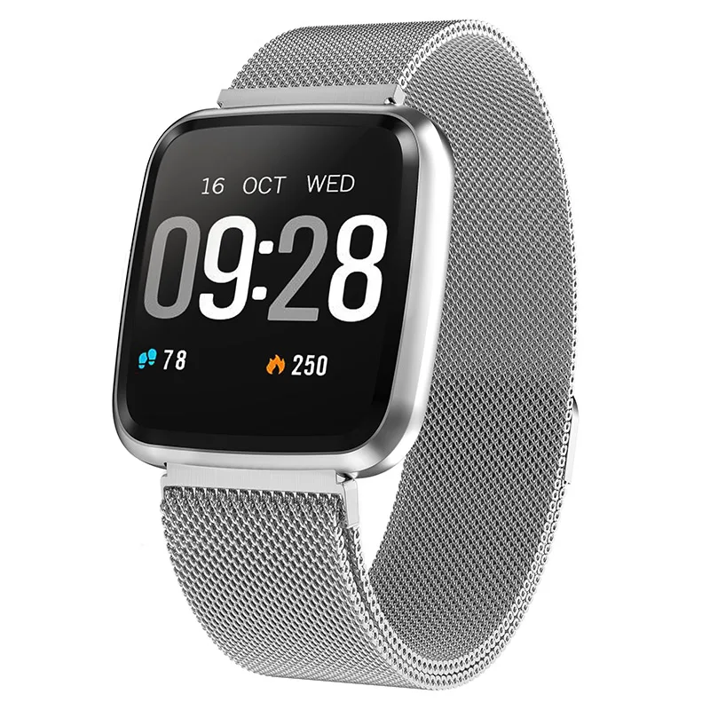 Y7 Smartwatch IP67 Водонепроницаемый Носимых устройств Bluetooth часы с шагомером пульсометром со Цвет Дисплей умные часы для Android/IOS - Цвет: Silver Steel
