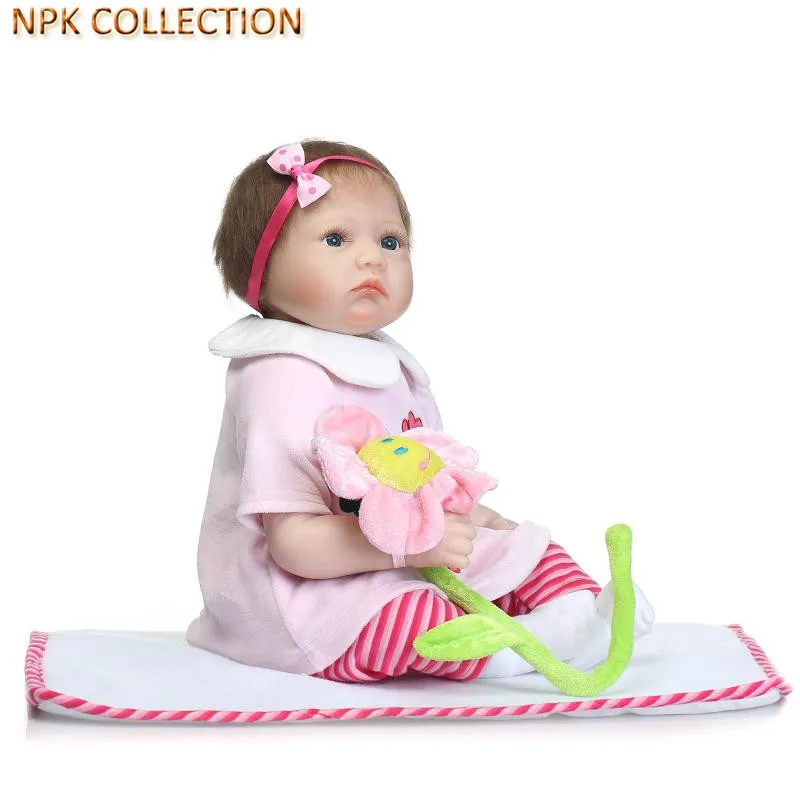 

NPK COLLECTION Real Silicone Doll Reborn Babies Bonecas 20 Inch Lifelike Reborn Baby Alive Doll Soft Toys with Clothes Headdress