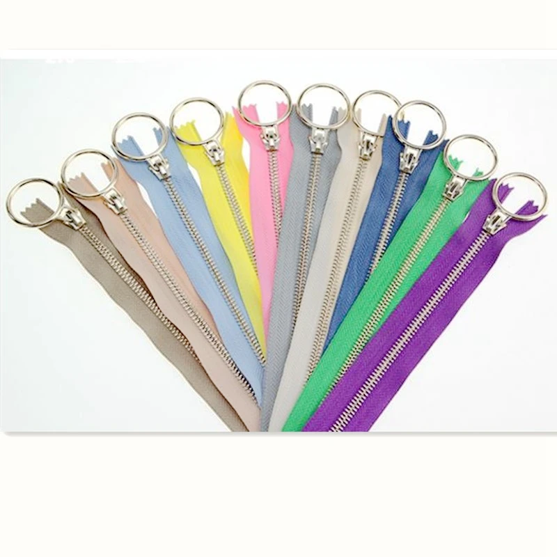 

5#20cm O Ring Zipper Eco-friendly Open-End Metal Zippers Zip For Sewing Down Coat Garments Zipper Sewing Accessories 5pcs/lot