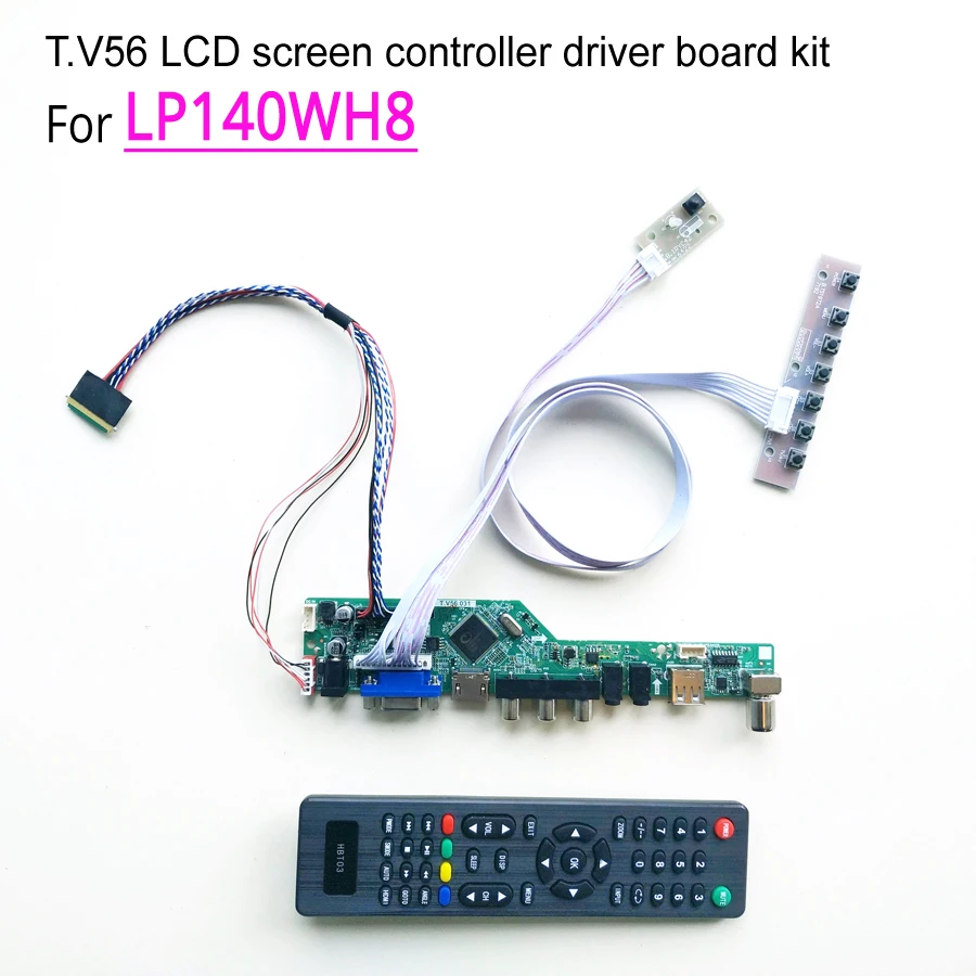 

T.V56 screen controller driver board DIY kit For LP140WH8 notebook PC lcd panel VGA HDMI RF USB 40 pin 14" WLED LVDS 1366*768