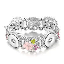 Браслет с застежкой и браслетом подходит 18 мм кнопки античный серебряный цвет хрустальные Браслеты эластичные оснастки ювелирные изделия для женщин