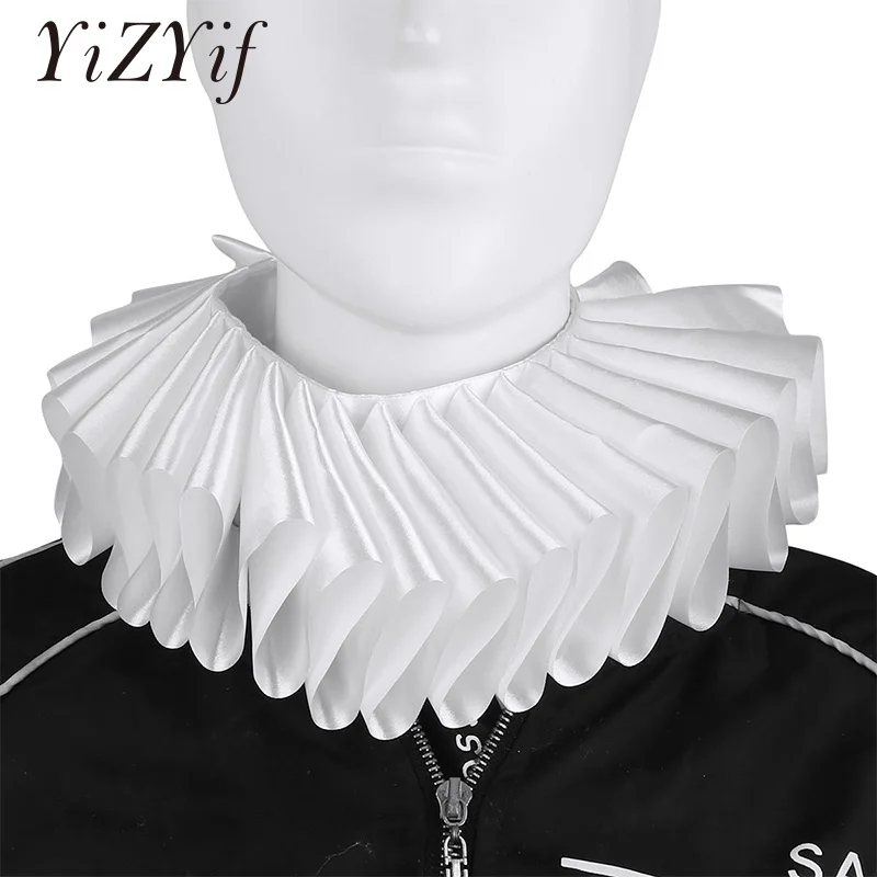 

Fake Neck Collar Renaissance Elizabethan Ruffled Neck Collar Clown Satin Choker Victorian Costume Halloween Cosplay Accessories