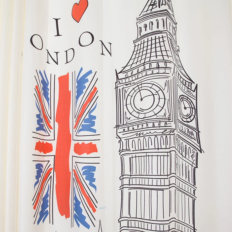 

Window Curtains Free Shipping!Shading Rate Cotton Linen Composite Fabric Big Ben British Style 3D Printing Curtain.
