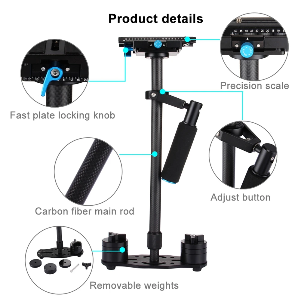 Подставка из углеродного волокна 2" Ручной Стабилизатор Steadicam Steadycam для Canon Nikon DV DSLR камера экшн видеокамера аксессуары