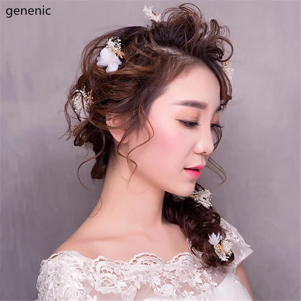 

Korean Bride Hairpin Starry Sky Flower Dragonfly Hair Clip Romance Metal U-pin