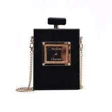 Модный черный флакон для духов дизайн из искусственной кожи цепи женская сумка на плечо дамские вечерние повседневные лоскут Кроссбоди мини сумка