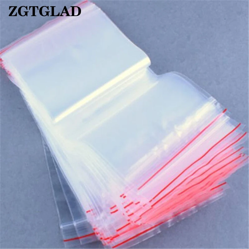 ZGTGLAD Hot Sale 100pcs Ziplock Bags Poly Bags Reclosable Plastic Small