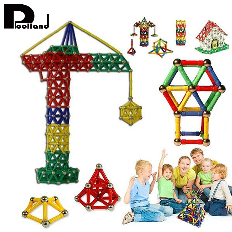 103Pcs Set Magnet Toy Bars Metal Balls Magnetic Building Blocks Construction Toys DIY Early Educational Game