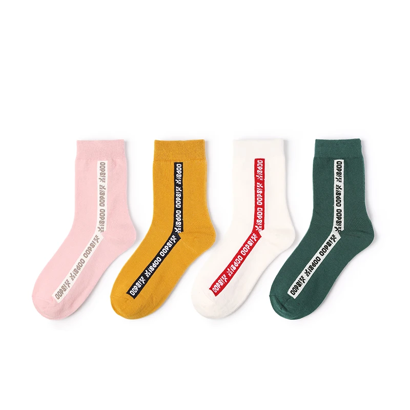 

VVQI socks women japanese streetwear harajuku candy colour ankle pink socks hip hop novelty socks yellow Fashion letters cool