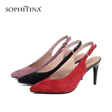SOPHITINA/классические женские туфли-лодочки; повседневная обувь ручной работы на тонком каблуке с острым носком; обувь из натуральной кожи с пряжкой на ремешке; классические пикантные туфли-лодочки; PC139