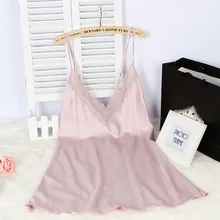 Женское сексуальное атласное модное лоскутное кружевное белье на бретельках ночное белье удобный подарок для девушки весна без рукавов ночная рубашка