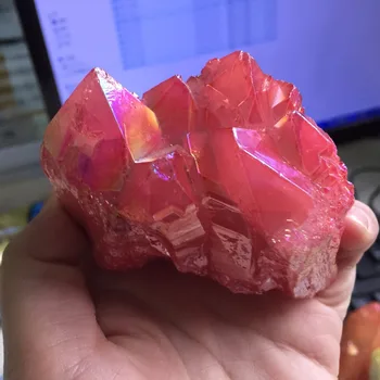 

D6(280g) Electroplating Red Quartz Crystal Cluster Specimen Wedding Decoration