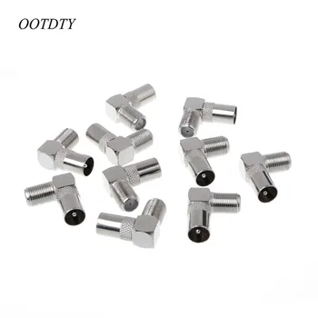 

OOTDTY 10 Pcs Right Angled Angle 90 degree F Connector Female to RF Coax Male Plug Aerial