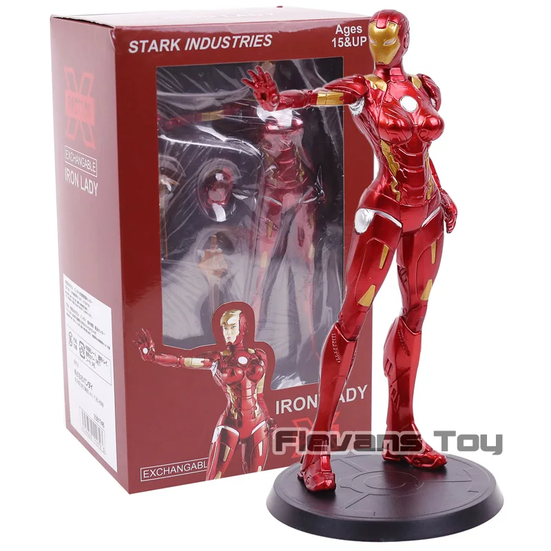 Avengers Iron Lady Ironman Girl Ver 26cm Action Figure Toys Doll GK Statue PVC Brinquedos Collection MK8 Super hero Model Gift