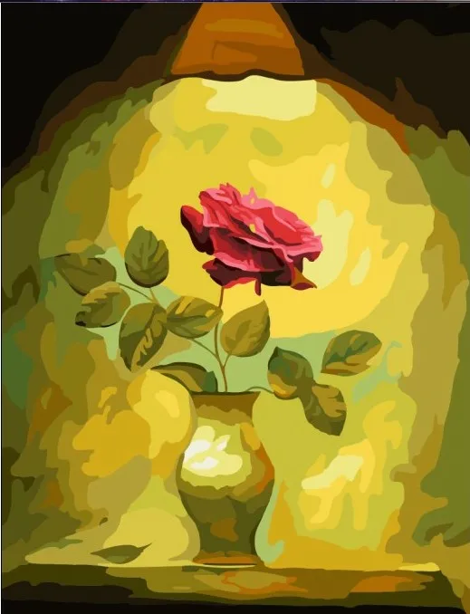 Free shipping Frameless wall art painting by numbers canvas paintings home decor paint Still life with vase of roses | Дом и сад