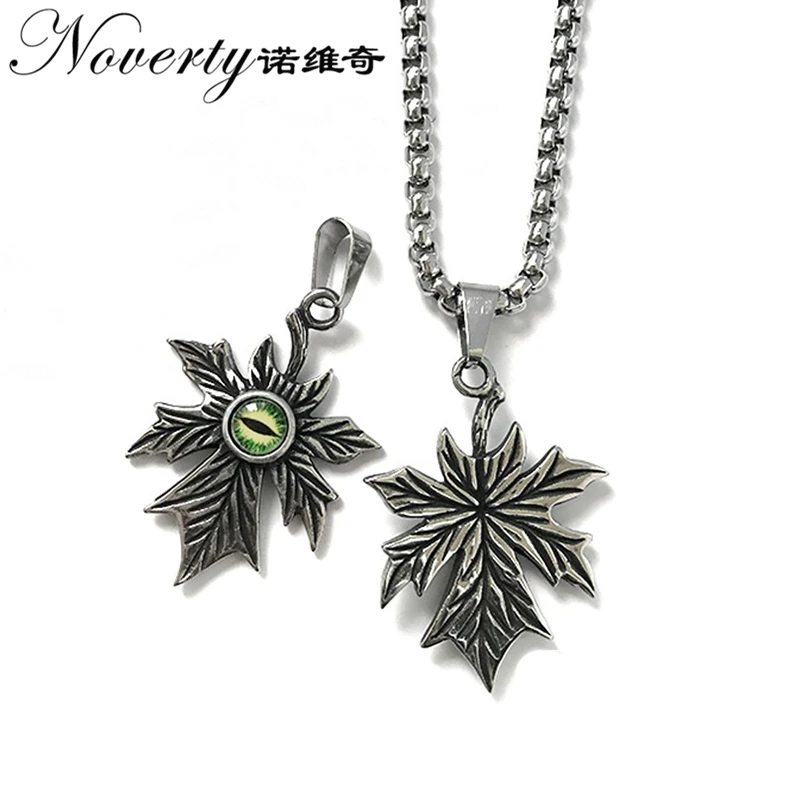 

Fashion Retro Personality Maple Evil Eyes Titanium Pendant Necklace Hip-hop Rock Punk Cool Style Gifts Free Shipping ZMXL048