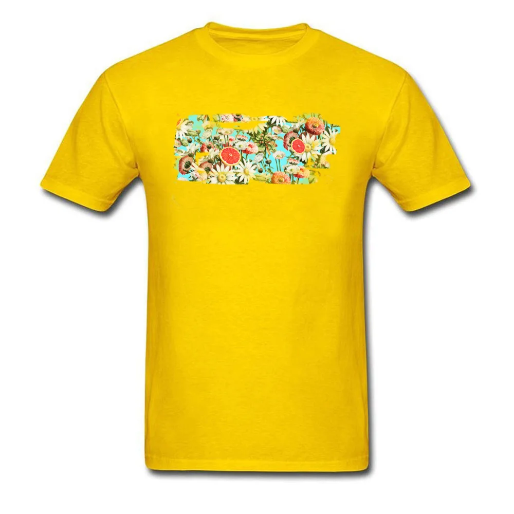 Botanical Garden Cotton Fabric Male Short Sleeve Tees Leisure Labor Day T Shirt Print Tee Shirts Coupons Round Neck Botanical Garden yellow