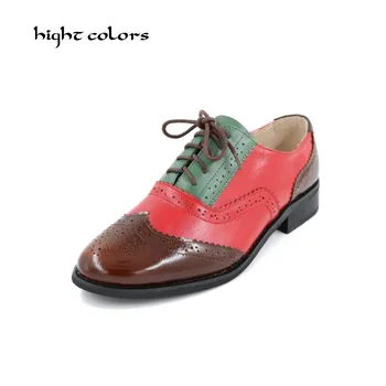 

Hight Colors Brand New 2019 Spring Autumn Women's Genuine Leather Oxfords Vintage Casual Single Shoe Women Oxford Shoes DFN12