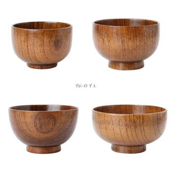 

Kitchen Utensil Tableware Natural Jujube Wooden Rice Soup Bowl Food Containter