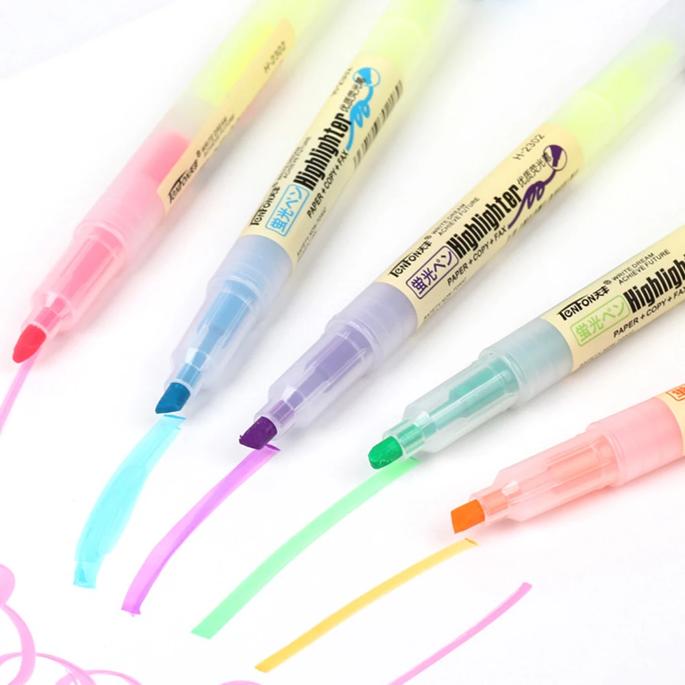 5 Colors/lot Creative double headed Colors Highlighter Pen WaterColor