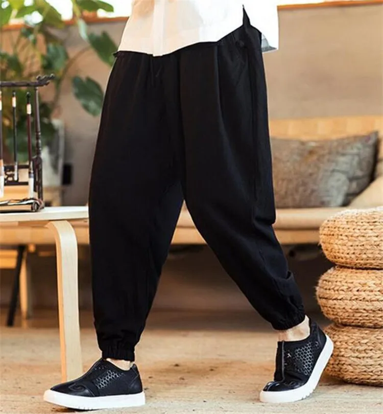 

2019 Brand Men's Summer Casual Cotton Linen Trousers,fashion Spring Autunm Joggers pants,Plus size wide leg pants 5xl 6xl 7xl