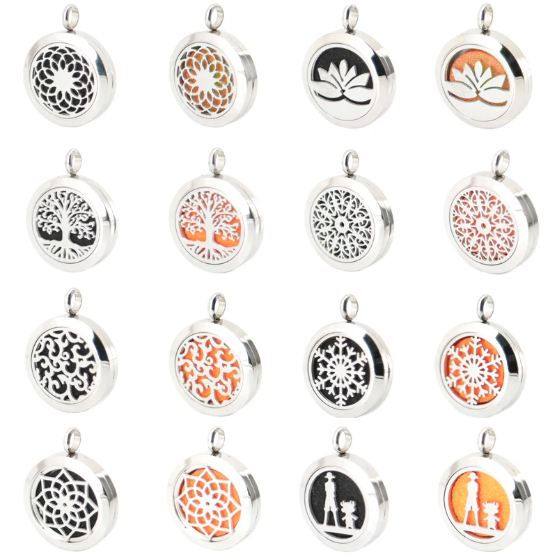 

Silver Jewelry 25mm Aromatherapy Essential Oils Stainless Steel Neckalce Pendant Perfume Diffuser Locket free 10pcs Felt Pads