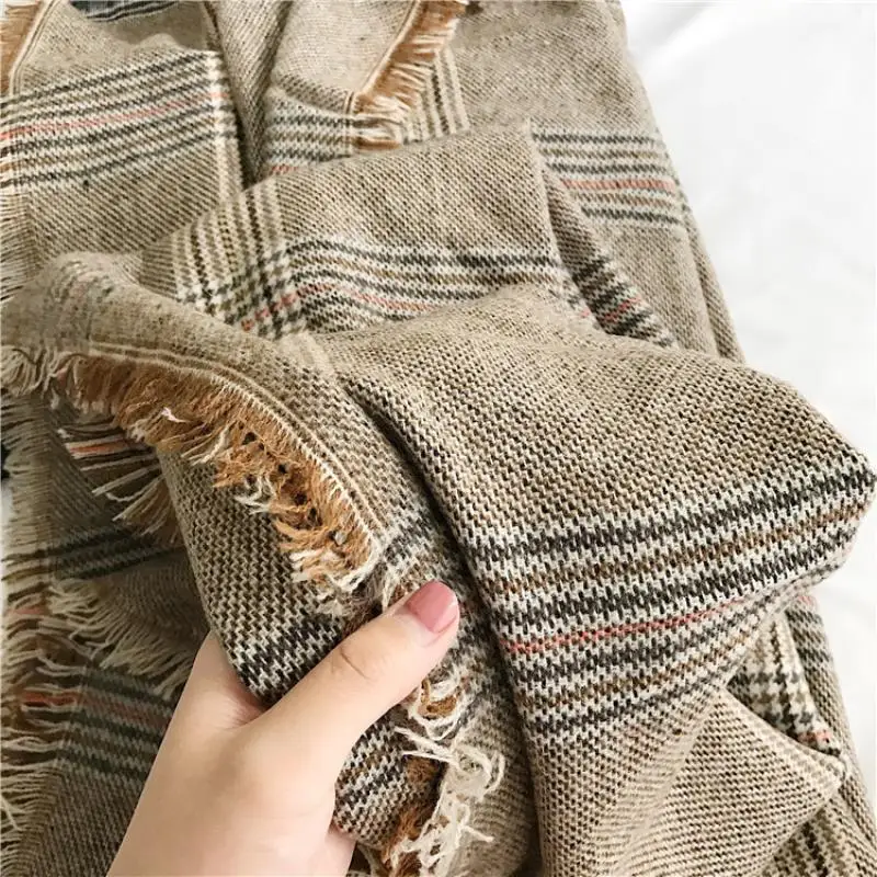 3 Colors High quality fashion lady feel camel dark plaid scarf thick autumn and winter models large shawl