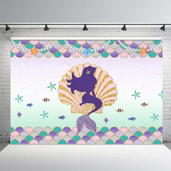 

Mehofoto 7x5ft Vinyl Custom Photo Studio Background Photography Backdrop Under Sea Little Mermaid Shell Newbron Photo Background