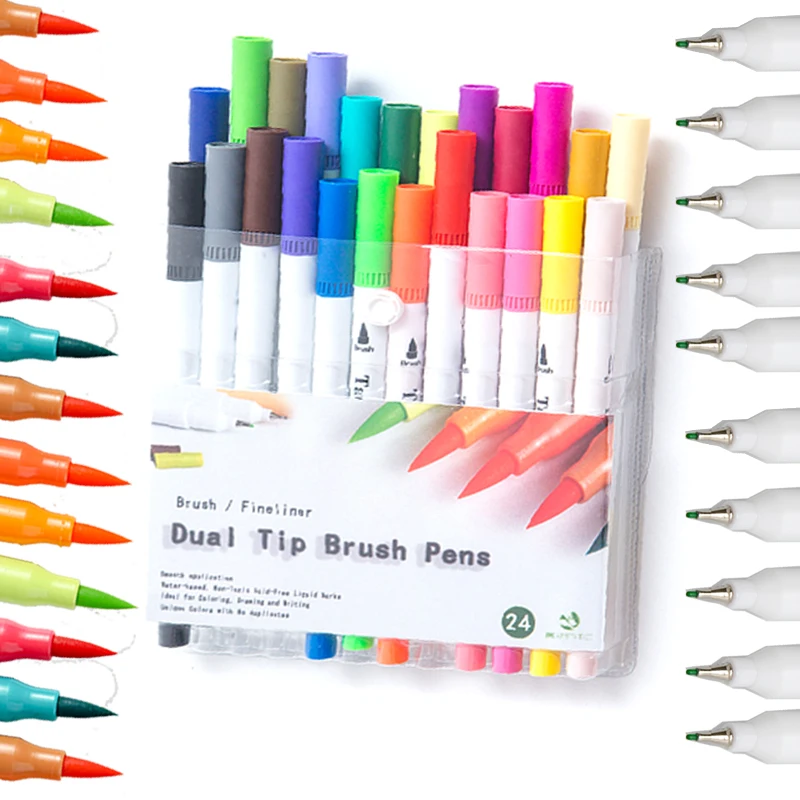 Fine Sketch Marker Estilografo Dibujo Dual Brush Brush Pen Pastel Tipped Pen Painting Watercolor Dual Brush Pen