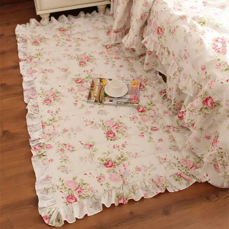 Garden flower print carpet quilted bedroom floor tapetes beauty