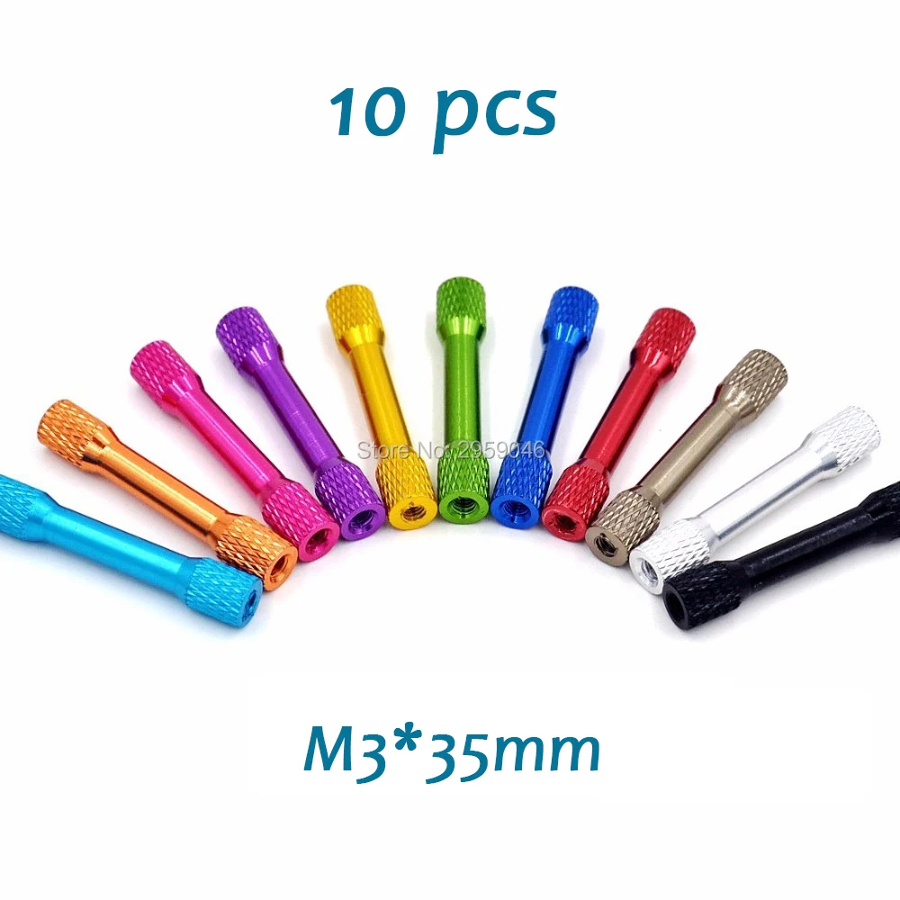 

ZMR 10Pcs M3 Aluminum Column post 35mm Round Alloy Multi Color Knurled Standoff for RC Drone frame kit Multirotor Parts