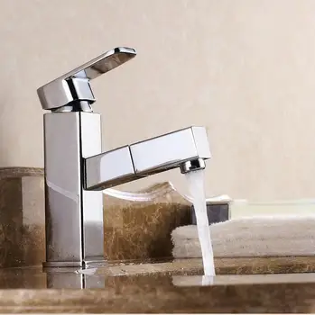 

Free Shipping Pull out basin mixer, sink tap copper basin faucet single handle water taps vanity washbasin faucet HJ-6641